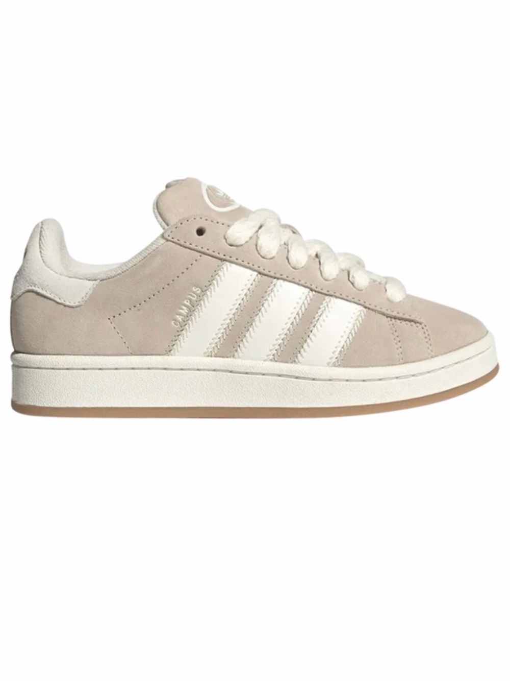 adidas Beige Suede Campus Sneakers with White Stripes